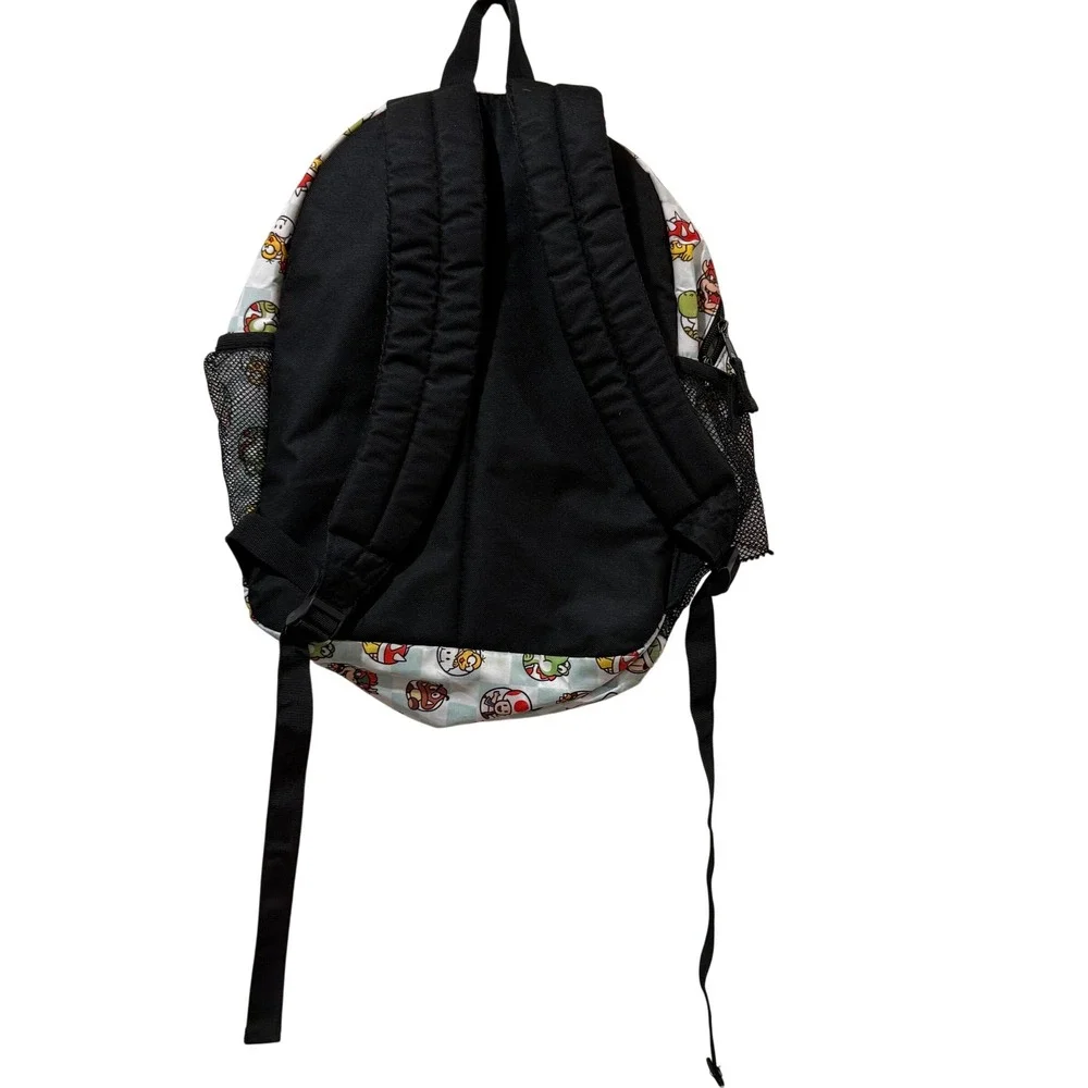 Nintendo Super Mario Bros Character Print Backpack Checkered‎ White Blue Zip Bag